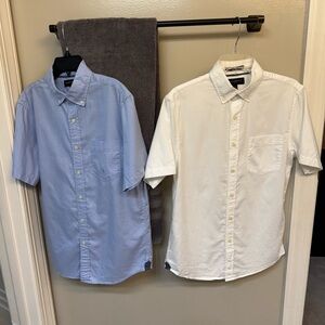 Men's Blue and White Short Sleeve Shirts
